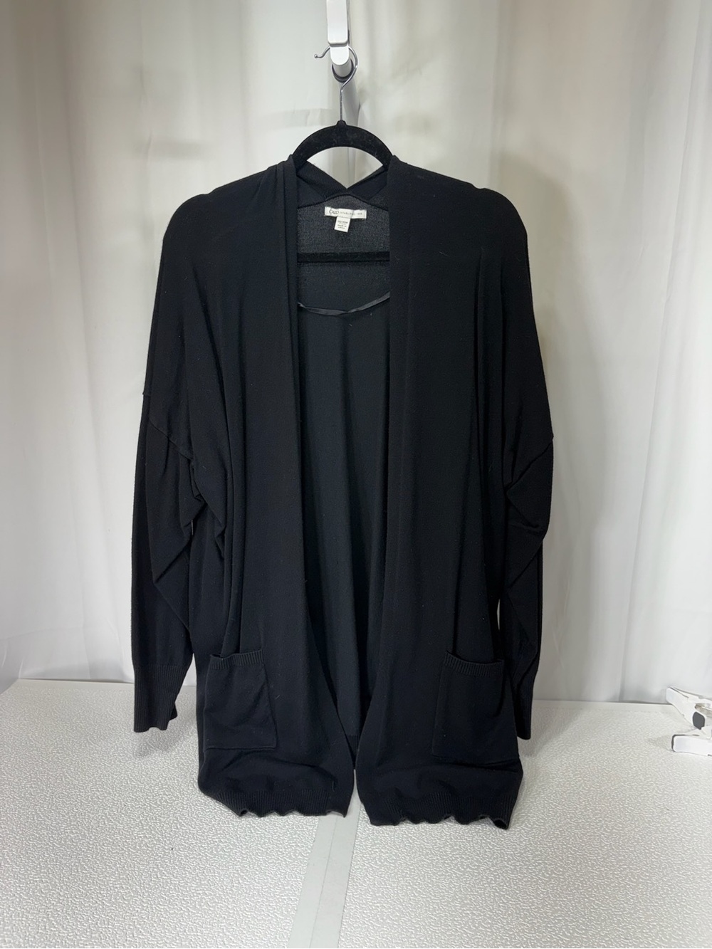 Cato Black Open-Front Knit Cardigan with Pockets 4232